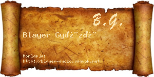 Blayer Győző névjegykártya